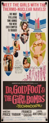 5x114 DR. GOLDFOOT & THE GIRL BOMBS insert '66 Mario Bava, Vincent Price & sexy half-dressed babes