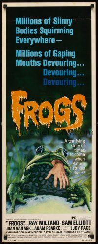5x125 FROGS insert '72 great horror art of man-eating amphibian with human hand hanging from mouth