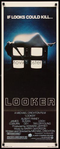 5x147 LOOKER insert '81 Michael Crichton, Albert Finney, James Coburn, plastic surgery sci-fi horror