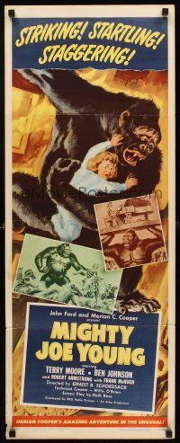 5x150 MIGHTY JOE YOUNG insert '49 first Ray Harryhausen, art of the giant ape saving girl!