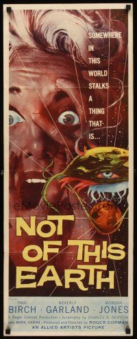 5x155 NOT OF THIS EARTH insert '57 classic close up art of screaming girl & alien monster!