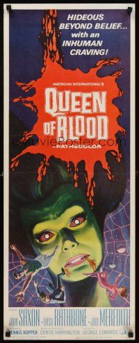 5x167 QUEEN OF BLOOD insert '66 Basil Rathbone, cool art of female monster & victims in her web!