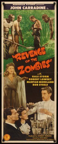 5x172 REVENGE OF THE ZOMBIES insert '43 mad scientist John Carradine in laboratory, Gale Storm!