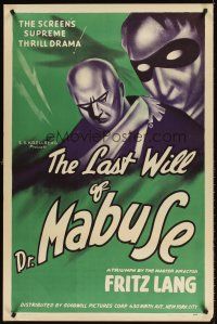 5x483 LAST WILL OF DR MABUSE 1sh '43 Fritz Lang directed, art of Rudolf Klein-Rogge in title role!