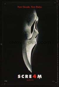 5x533 SCREAM 4 teaser DS 1sh '11 Wes Craven, Neve Campbell, Courteney Cox, cool image of blade face!