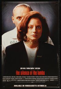5x534 SILENCE OF THE LAMBS 2-sided video 1sh '90 great image of Jodie Foster & Anthony Hopkins!