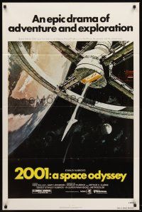 5y108 2001: A SPACE ODYSSEY 1sh R80 Stanley Kubrick, art of space wheel by Bob McCall!