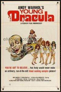 5y128 ANDY WARHOL'S DRACULA 1sh R76 different cartoon art of Young Dracula Udo Kier & sexy girls!