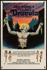 5y127 ANDY WARHOL'S DRACULA 1sh R76 cool art of vampire Udo Kier as Young Dracula by Emmett!