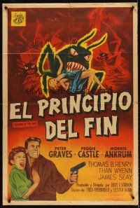 5y001 BEGINNING OF THE END Argentinean '57 art of Peter Graves, Peggy Castle & wacky bugs!