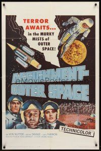 5y134 ASSIGNMENT-OUTER SPACE 1sh '62 Antonio Margheriti directed, Italian sci-fi Space Men!