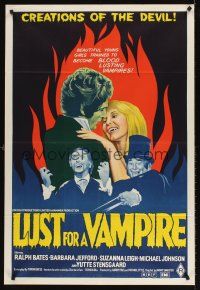 5y008 LUST FOR A VAMPIRE Aust 1sh '71 wacky sexy devils in female bodies with the kiss of death!