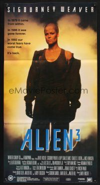 5y013 ALIEN 3 Aust daybill '92 Sigourney Weaver, our worst fears have come true!