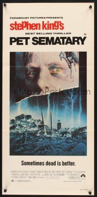 5y031 PET SEMATARY Aust daybill '89 Stephen King's best selling thriller, cool graveyard image!