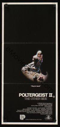 5y033 POLTERGEIST II Aust daybill '86 Heather O'Rourke, The Other Side, they're baaaack!