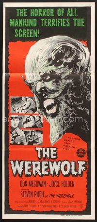 5y040 WEREWOLF Aust daybill '70s different wolfman art, it happens before your horrified eyes!