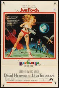 5y144 BARBARELLA 1sh '68 sexiest sci-fi art of Jane Fonda by Robert McGinnis, Roger Vadim