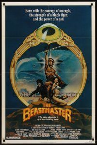 5y151 BEASTMASTER 1sh '82 cool fantasy art of barechested Marc Singer & sexy Tanya Roberts!