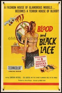5y162 BLOOD & BLACK LACE 1sh '65 Mario Bava, a glamorous fashion house becomes a house of blood!