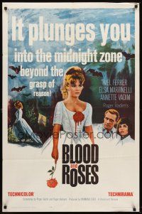 5y163 BLOOD & ROSES 1sh '61 Et mourir de plaisir, Roger Vadim, sexiest vampire Annette Vadim!