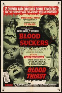 5y171 BLOOD SUCKERS/BLOOD THIRST 1sh '71 two shiver & shudder spine tinglers, see the terror!