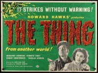 5y003 THING British quad R60s Howard Hawks classic horror, it strikes without warning!
