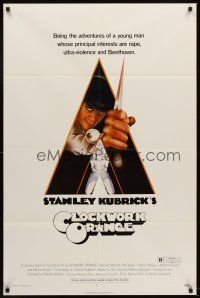 5y206 CLOCKWORK ORANGE domestic 1sh '72 Stanley Kubrick classic, Philip Castle art of McDowell!