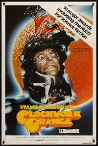 5y205 CLOCKWORK ORANGE 1sh R82 Stanley Kubrick classic, best art of Malcolm McDowell!