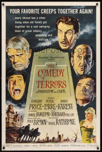 5y210 COMEDY OF TERRORS 1sh '64 Boris Karloff, Peter Lorre, Vincent Price, Joe E. Brown, Tourneur