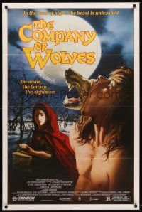 5y212 COMPANY OF WOLVES 1sh '85 directed by Neil Jordan, wild werewolf art by S. Watts!