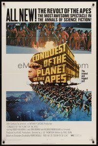 5y216 CONQUEST OF THE PLANET OF THE APES style B 1sh '72 Roddy McDowall, the revolt of the apes!