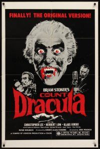 5y218 COUNT DRACULA 1sh '73 directed by Jess Franco, art of Christoper Lee as the vampire!