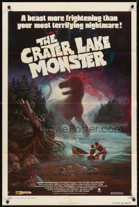 5y222 CRATER LAKE MONSTER 1sh '77 Wil art of the dinosaur more frightening than your nightmares!