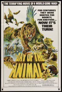 5y244 DAY OF THE ANIMALS 1sh '77 the terrifying movie of a world gone man, now it's their turn!