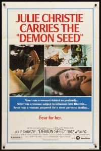 5y260 DEMON SEED style B 1sh '77 Julie Christie is profanely violated by a demonic machine!