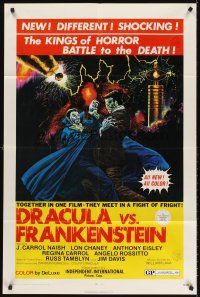 5y288 DRACULA VS. FRANKENSTEIN 1sh '71 monster art of the kings of horror battling to the death!