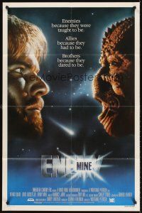 5y308 ENEMY MINE teaser 1sh '85 Dennis Quaid, alien Louis Gossett Jr., Wolfgang Petersen sci-fi!