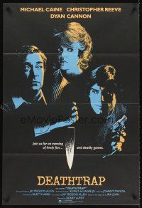 5y004 DEATHTRAP English 1sh '82 cool different art of Chris Reeve, Michael Caine & Dyan Cannon!