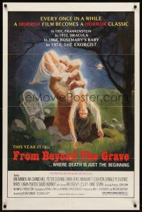 5y361 FROM BEYOND THE GRAVE 1sh '75 art of huge hand grabbing sexy near-naked girl from grave!