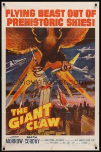 5y372 GIANT CLAW 1sh '57 great art of winged monster from 17,000,000 B.C. destroying city!