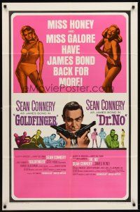 5y380 GOLDFINGER/DR. NO 1sh '66 Sean Connery as James Bond, plus sexy Miss Honey & Miss Galore!