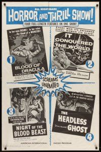 5y168 BLOOD OF DRACULA/IT CONQUERED THE WORLD/NIGHT OF THE BLOOD BEAST/HEADLESS GHOST 1sh '61