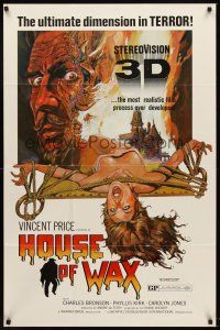 5y412 HOUSE OF WAX 1sh R72 Vincent Price, Charles Bronson, monster & sexy girl!