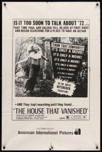 5y415 HOUSE THAT VANISHED 1sh '73 in the great Hitchcock tradition, it's only a movie!