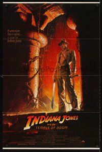 5y438 INDIANA JONES & THE TEMPLE OF DOOM 1sh '84 adventure is Harrison Ford's name!
