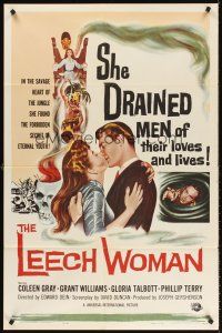 5y486 LEECH WOMAN 1sh '60 deadly female vampire drained love & life from every man she trapped!