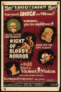 5y553 NIGHT OF BLOODY HORROR 1sh '69 Gerald McRaney, Gaye Yellen, how much shock can you stand?