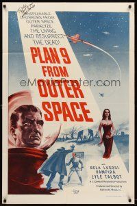 5y591 PLAN 9 FROM OUTER SPACE signed 1sh '58 by Conrad Brooks, arguably the worst movie ever,Ed Wood