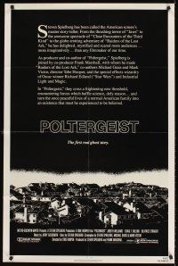 5y593 POLTERGEIST text style 1sh '82 Tobe Hooper, Steven Spielberg, creepy image of suburbs!
