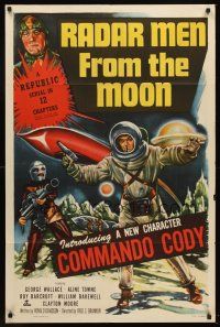 5y607 RADAR MEN FROM THE MOON 1sh '52 cool wacky sci-fi montage, Commando Cody Republic serial!